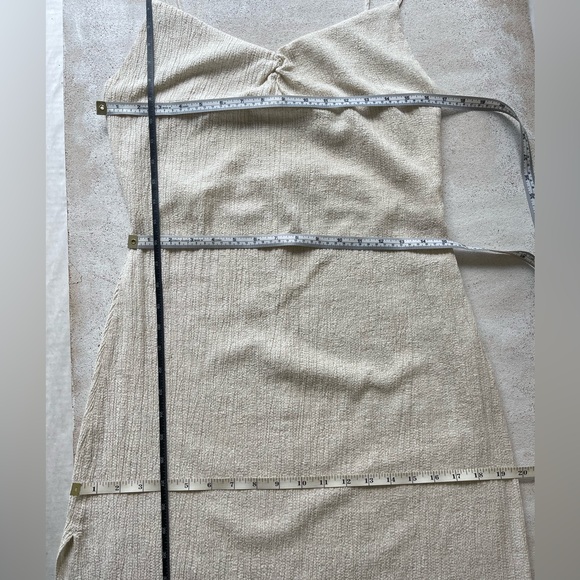 ☘️ Zara Textured Midi Slip Dress with Side Slit in Cream Beige, M - Picture 4 of 15